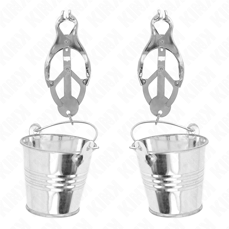 KINK - JAPANESE CLOVER NIPPLE CLAMPS WITH BUCKETS SILVER KINK NIPPLE GRIP