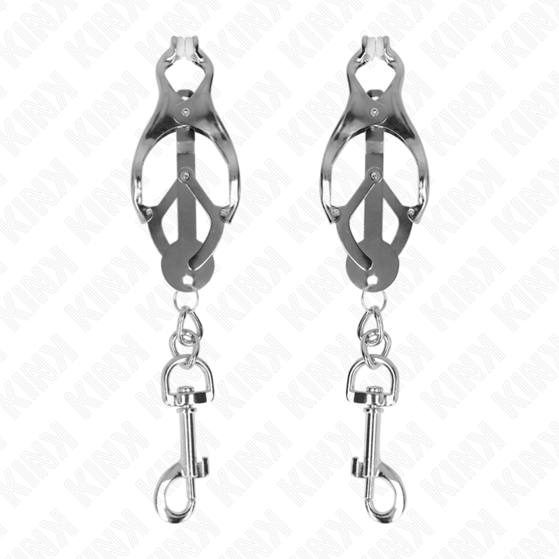 KINK - JAPANESE CLOVER NIPPLE CLAMPS WITH HOOKS SILVER KINK NIPPLE GRIP