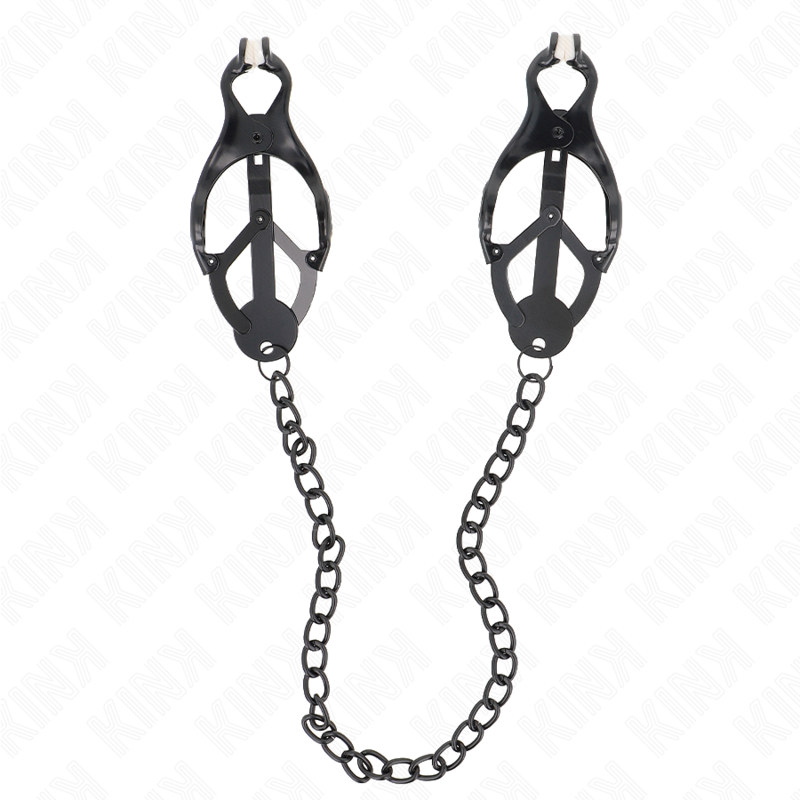 KINK - JAPANESE CLOVER NIPPLE CLAMPS WITH CHAIN BLACK 30 CM KINK NIPPLE GRIP