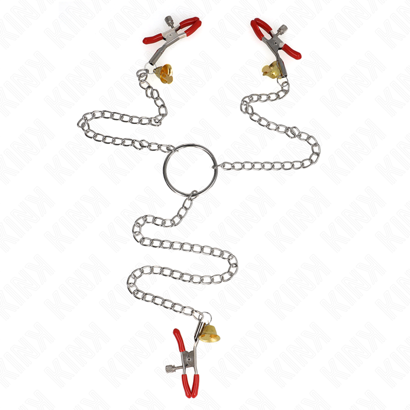 KINK - BELL TRIPLE NIPPLE AND CLIT CLAMPS RED WITH CHAIN 30 CM KINK NIPPLE GRIP