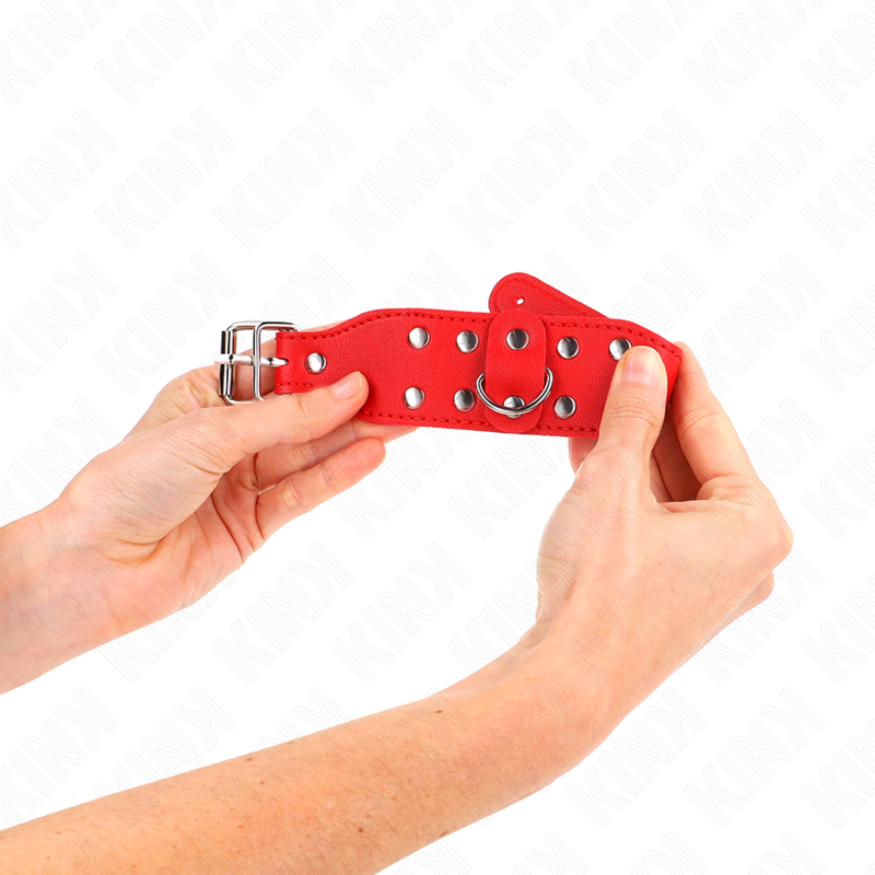 Kink - Wristbands With Double Line Of Adjustable Studs Red KINK - WRISTBANDS WITH DOUBLE LINE OF ADJUSTABLE STUDS RED