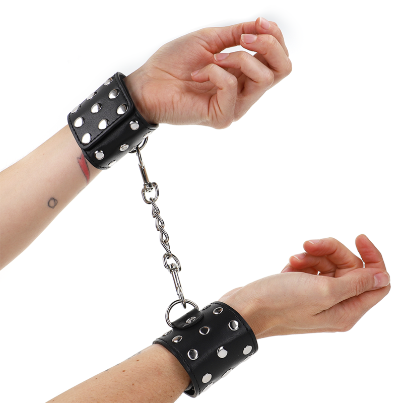 Buy Kink - Wrist Restraints With Snap Fasten Full Of Rivets Black Adjustable 19-24 Cm X 5.5 Cm KINK - WRIST RESTRAINTS WITH SNAP FASTEN FULL OF RIVETS BLACK ADJUSTABLE 19-24 CM X 5.5 CM KINK WRIST RESTRAINT
