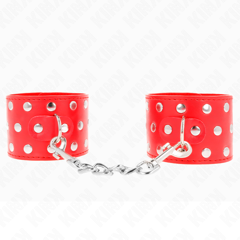 Buy Kink - Wrist Restraints With Snap Fasten Full Of Rivets Red Adjustable 19-24 Cm X 5.5 Cm KINK - WRIST RESTRAINTS WITH SNAP FASTEN FULL OF RIVETS RED ADJUSTABLE 19-24 CM X 5.5 CM KINK WRIST RESTRAINT