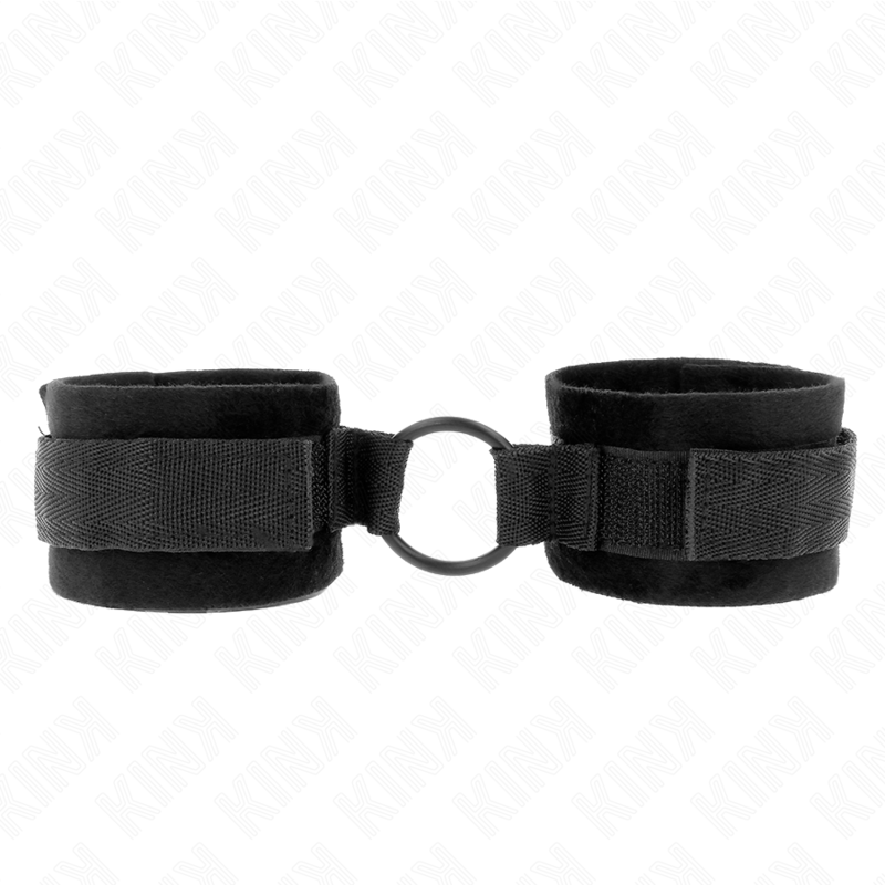 KINK - BEGINNER FUR HAND CUFFS 25 CM WITH O-RING 4 CM BLACK ADJUSTABLE 15-25 CM KINK WRIST RESTRAINT