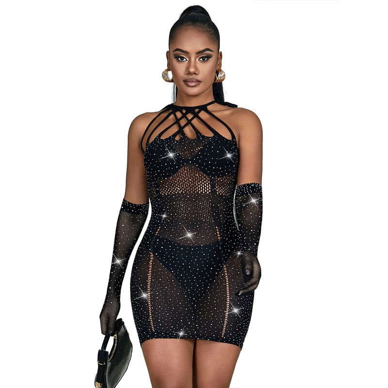 Buy Subblime - 952235 Fishnet Dress With Rhinestones Black One Size SUBBLIME - 952235 FISHNET DRESS WITH RHINESTONES  BLACK ONE SIZE SUBBLIME DRESSES