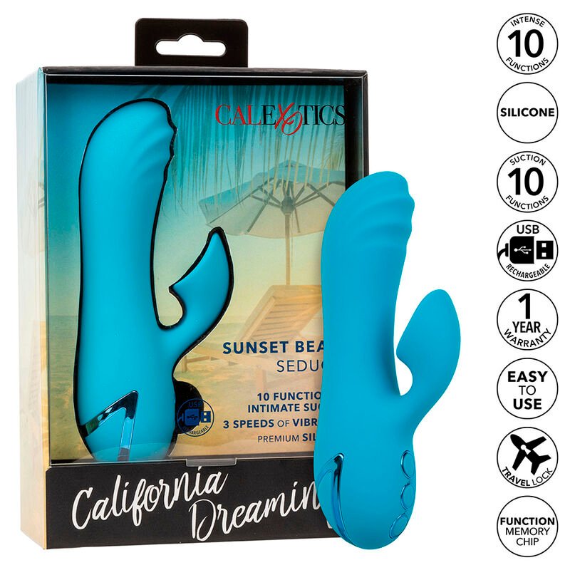 CALEXOTICS - SUNSET BEACH SEDUCER VIBRATOR & STIMULATOR 10 FUNCTIONS BLUE CALEXOTICS