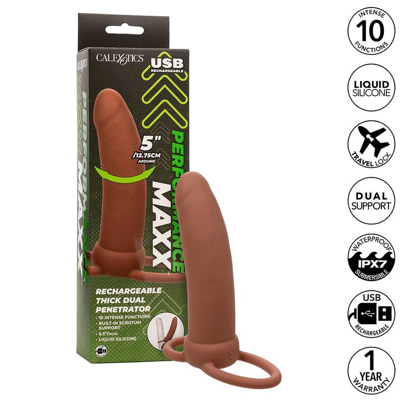 Buy Calexotics - Maxx Thick Dual Penetrator 10 Vibrations Brown