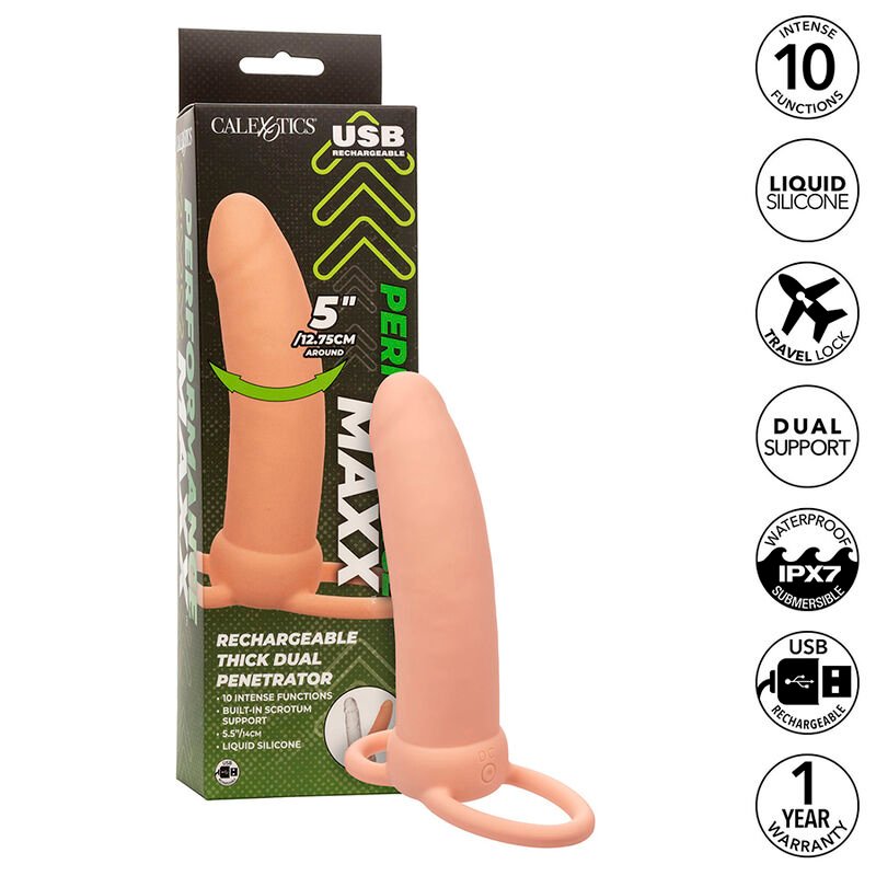 Buy Calexotics - Maxx Thick Dual Penetrator 10 Vibrations Flesh