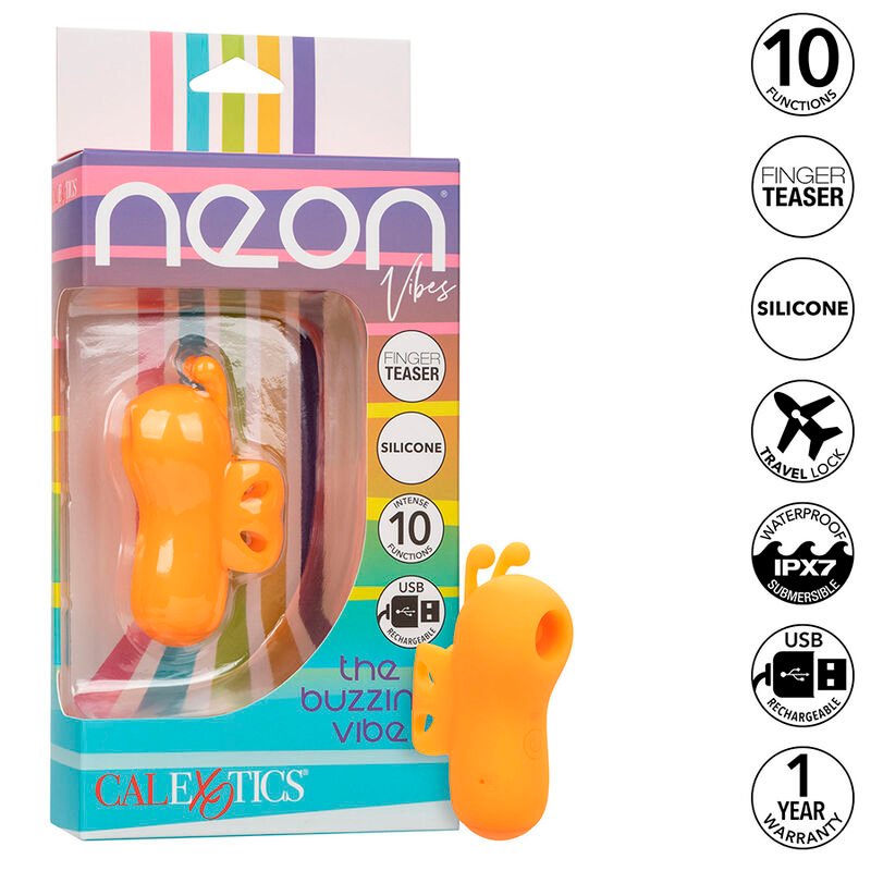 CALEXOTICS - NEON VIBES THE BUZZING VIBE FINGER STIMULATOR 10 VIBRATIONS ORANGE CALEXOTICS