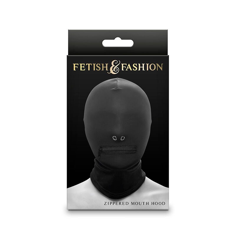 NS NOVELTIES - FETISH & FASHION CLOSED ZIPPERED MOUTH HOOD NYLON BLACK