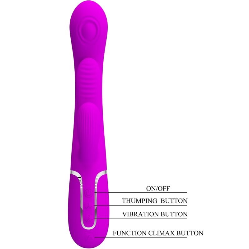 Pretty Love - Shania Triple Rabbit Vibrator Multifunction Pink PRETTY LOVE - SHANIA TRIPLE RABBIT VIBRATOR MULTIFUNCTION PINK