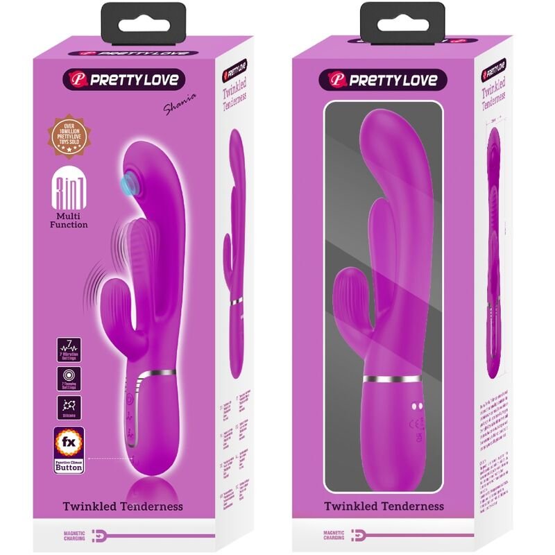 Pretty Love - Shania Triple Rabbit Vibrator Multifunction Pink PRETTY LOVE - SHANIA TRIPLE RABBIT VIBRATOR MULTIFUNCTION PINK