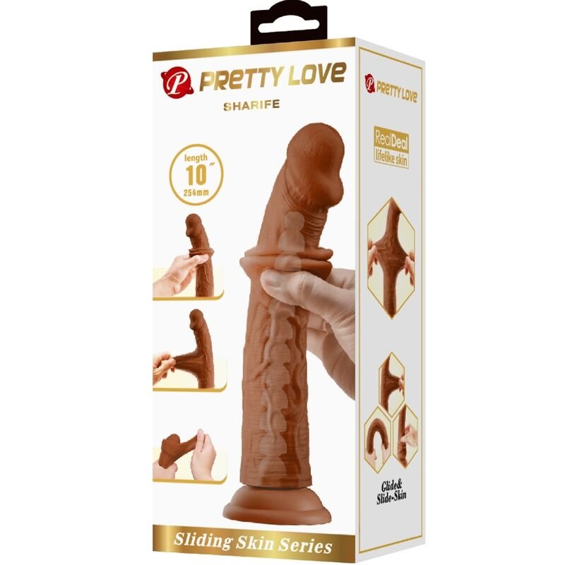 Pretty Love - Sharife Realistic Dildo 25 Cm Brown PRETTY LOVE - SHARIFE REALISTIC DILDO 25 CM BROWN