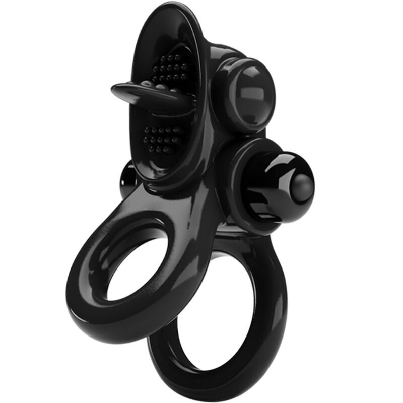 PRETTY LOVE - PASSIONATE RING DOUBLE VIBRATING RING + CLITORIS STIMULATOR BLACK PRETTY LOVE