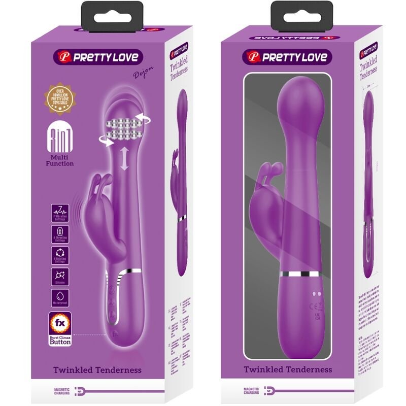 PRETTY LOVE - DEJON 3 IN 1 MULTIFUNCTION RABBIT VIBRATOR  PURPLE