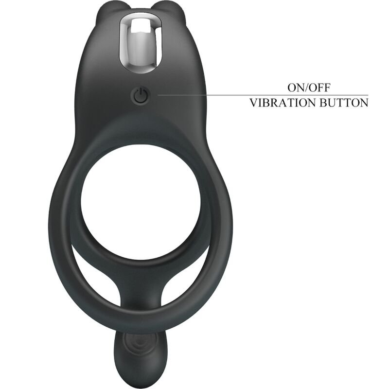 PRETTY LOVE - SETH DOUBLE VIBRATING RING RABBIT 7 VIBRATIONS BLACK