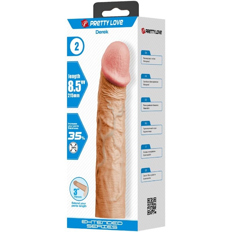 Pretty Love - Derek Penis Sleeve With 7.6 Cm Extension Flesh PRETTY LOVE - DEREK PENIS SLEEVE WITH 7.6 CM EXTENSION FLESH