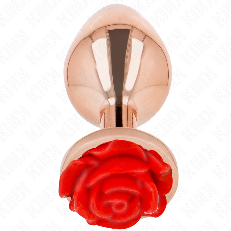 KINK - PINK GOLD ANAL PLUG WITH RED ROSE L KINK PLEASURE PLUGS