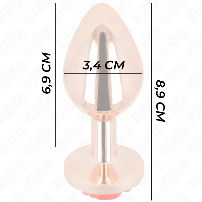 Kink - Pink Gold Anal Plug With Red Rose M KINK - PINK GOLD ANAL PLUG WITH RED ROSE M