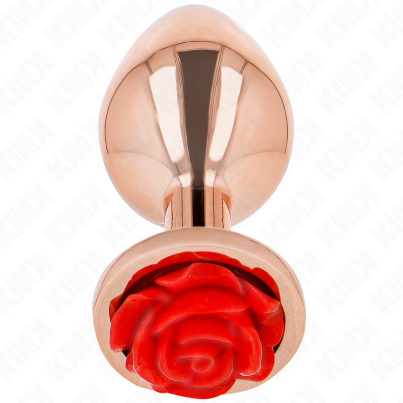 KINK - PINK GOLD ANAL PLUG WITH RED ROSE S KINK PLEASURE PLUGS