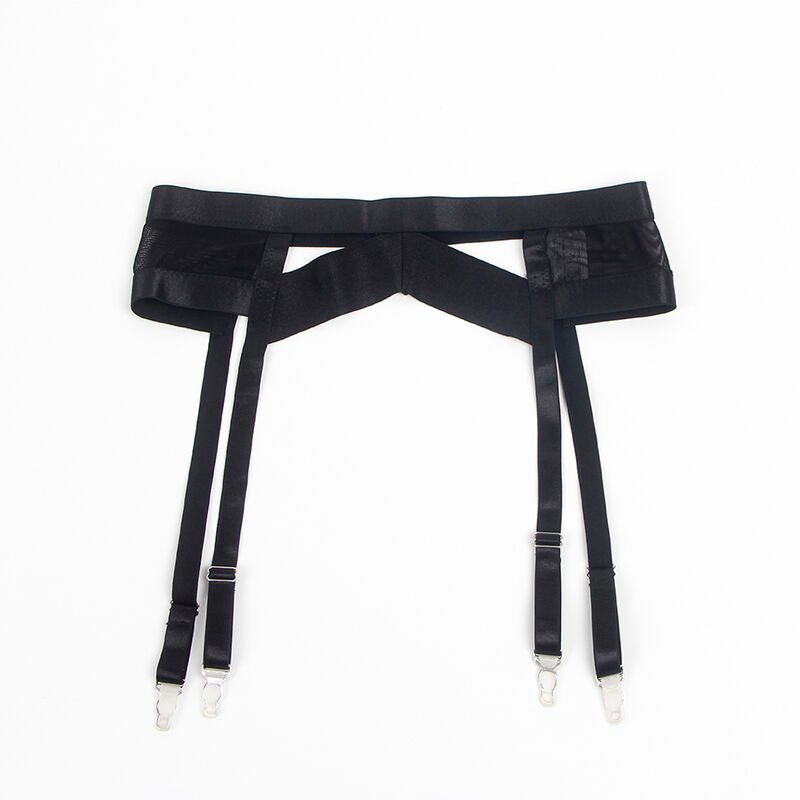Subblime - 955236 Black Bondage Bra With Garter Set S/m SUBBLIME - 955236 BLACK BONDAGE BRA WITH GARTER SET S/M
