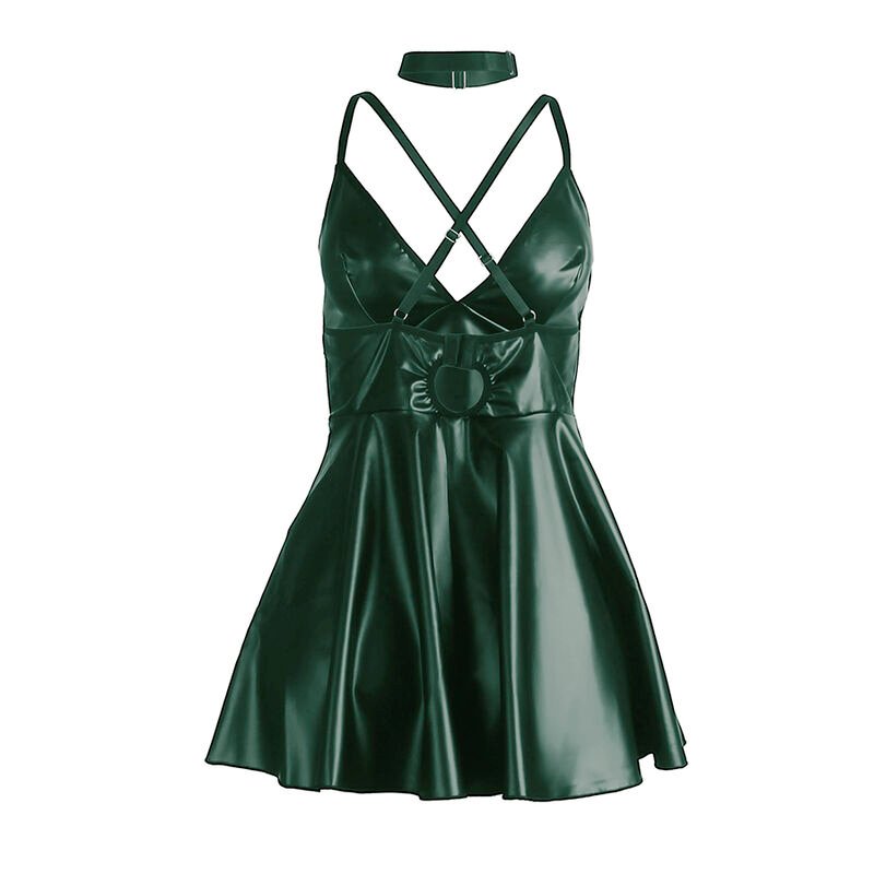 Subblime - 955434 Dress With Green Leather Straps S/m SUBBLIME - 955434 DRESS WITH GREEN LEATHER STRAPS S/M