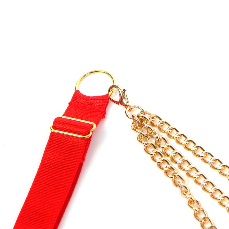 SUBBLIME - 955519 BRA SET WITH CHAINS AND MESH HEART RED S/M