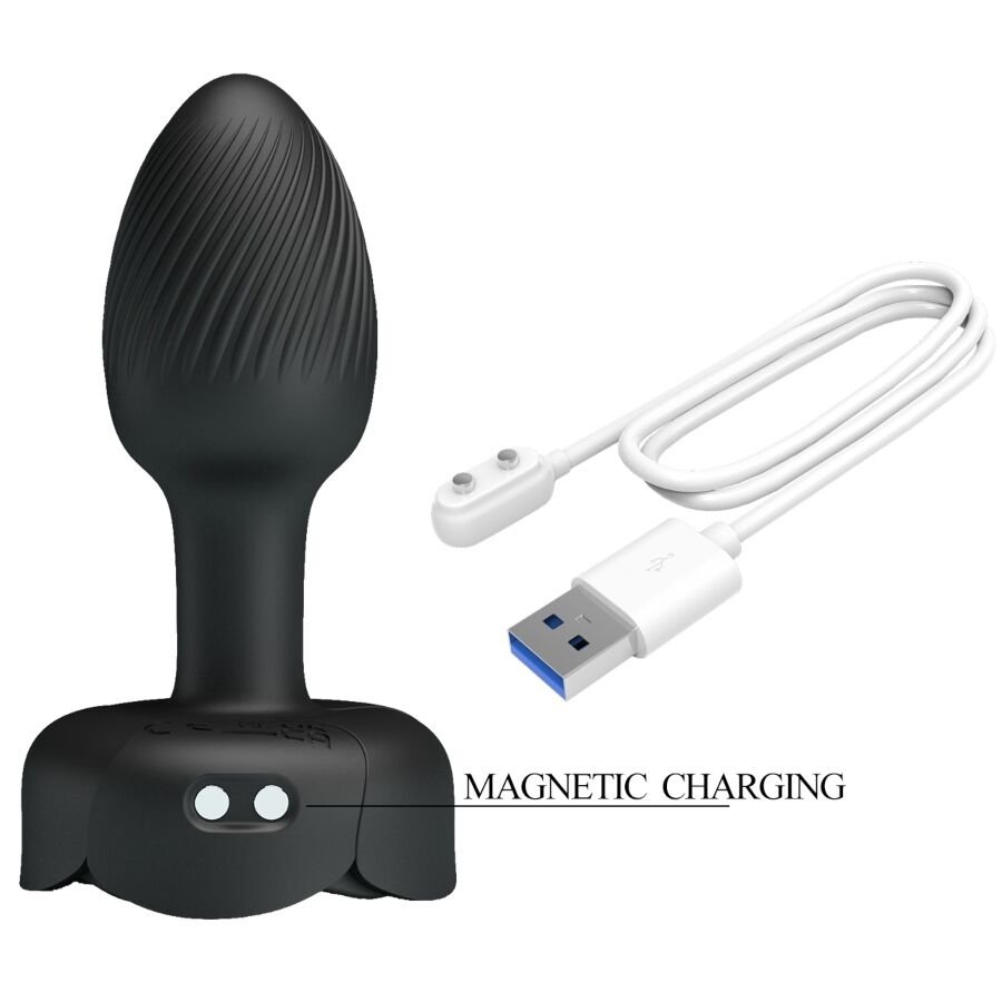 PRETTY LOVE - OLMAN ANAL PLUG WITH  LED LIGHT BLACK 8.8 CM