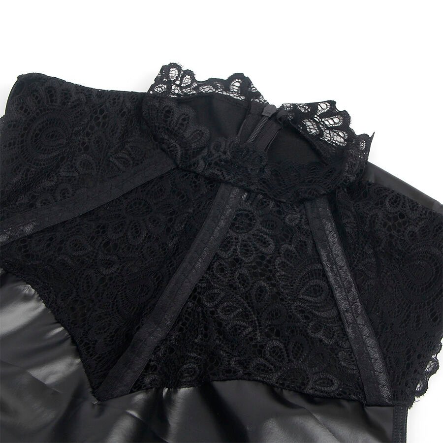 Subblime - 957551 Lace Collar Leather Dress Black L/xl SUBBLIME - 957551 LACE COLLAR LEATHER DRESS BLACK L/XL