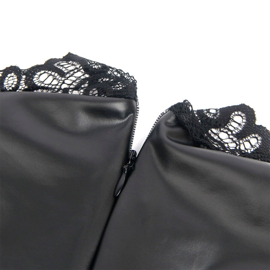 Subblime - 957551 Lace Collar Leather Dress Black L/xl SUBBLIME - 957551 LACE COLLAR LEATHER DRESS BLACK L/XL