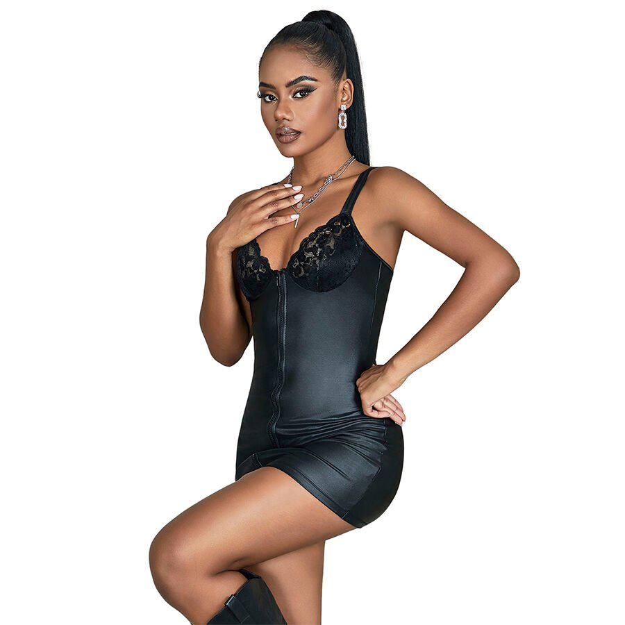 Subblime - 957575 Leather Zip Dress Black L/xl SUBBLIME - 957575  LEATHER ZIP DRESS BLACK L/XL