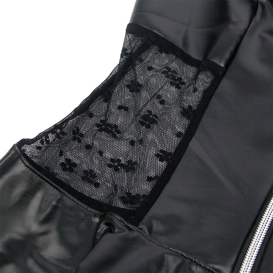 Subblime - 957704 Lace Zipper Leather Dress Black S/m SUBBLIME - 957704 LACE ZIPPER LEATHER DRESS BLACK S/M