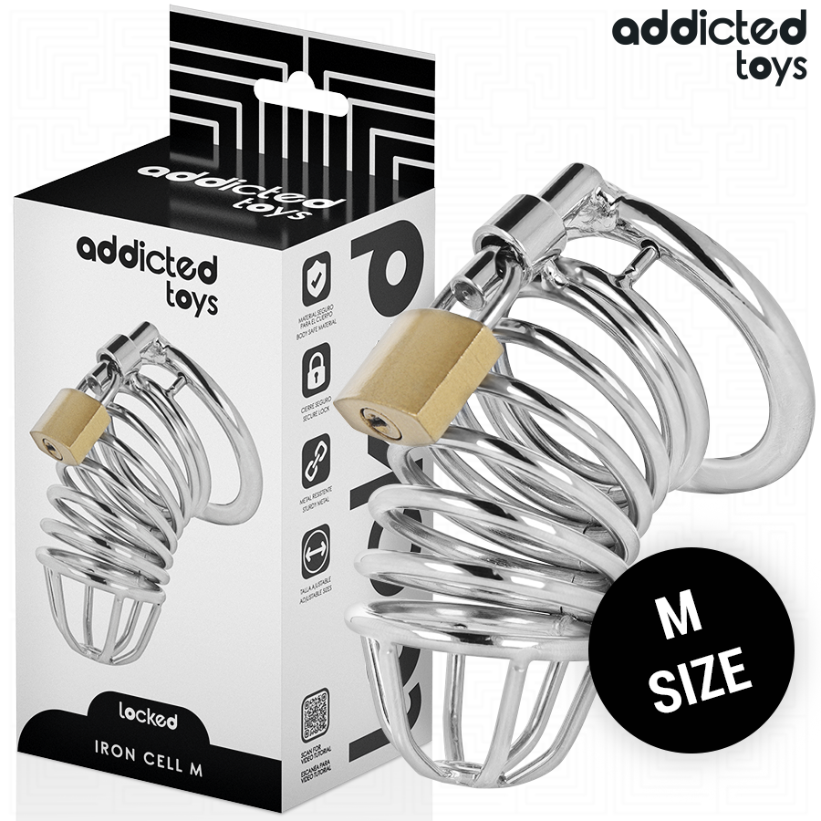 ADDICTED TOYS LOCKED - IRON CELL METAL PENIS CAGE SIZE M ADDICTED TOYS LOCKED