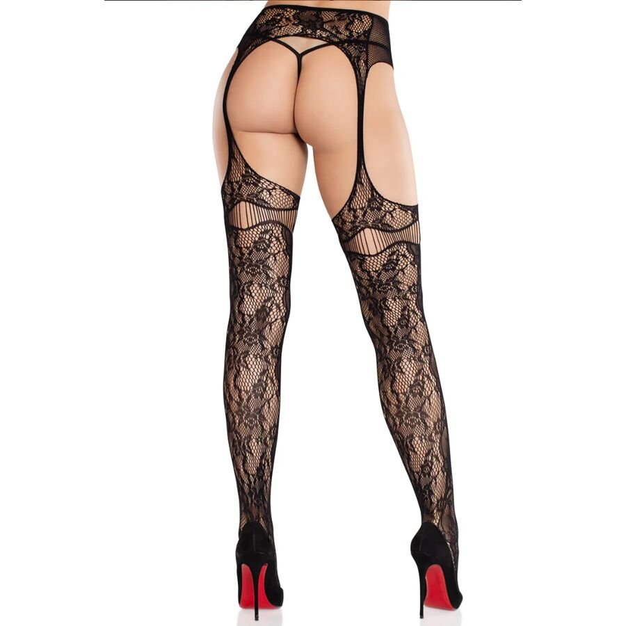 Leg Avenue - Lace Stockings With Garters Black LEG AVENUE - LACE STOCKINGS WITH GARTERS BLACK