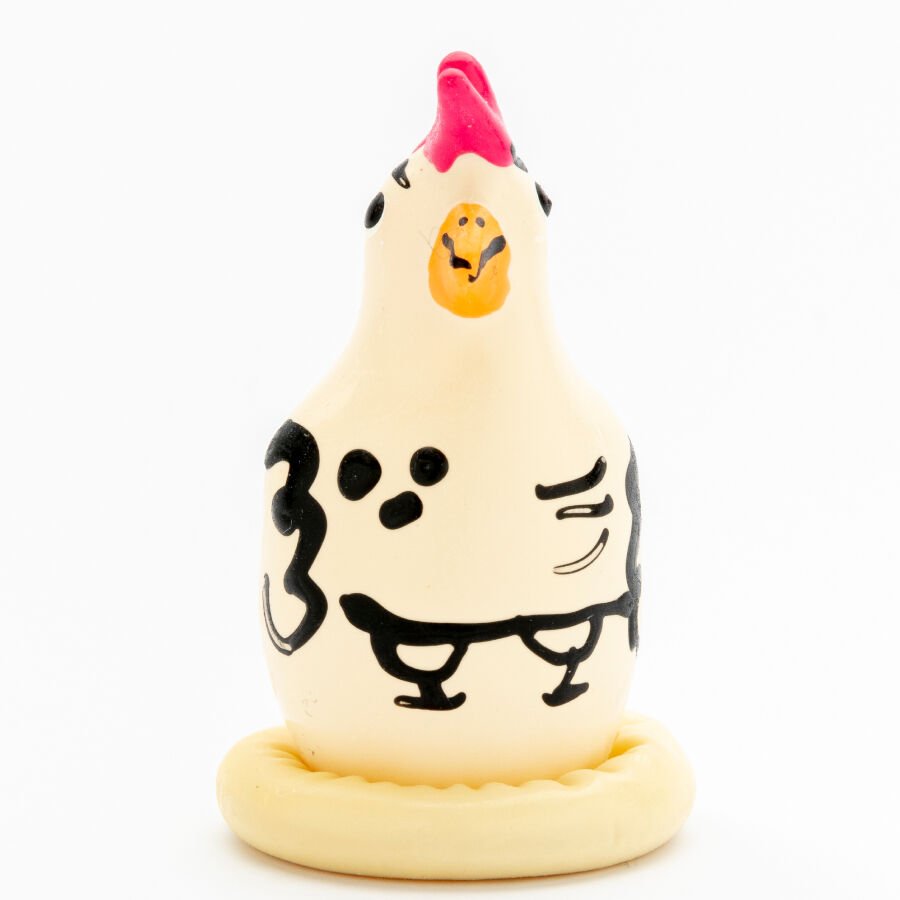 CONDOMERIE - HANDPAINTED NOVELTY CONDOMS COCKY ROOSTER
