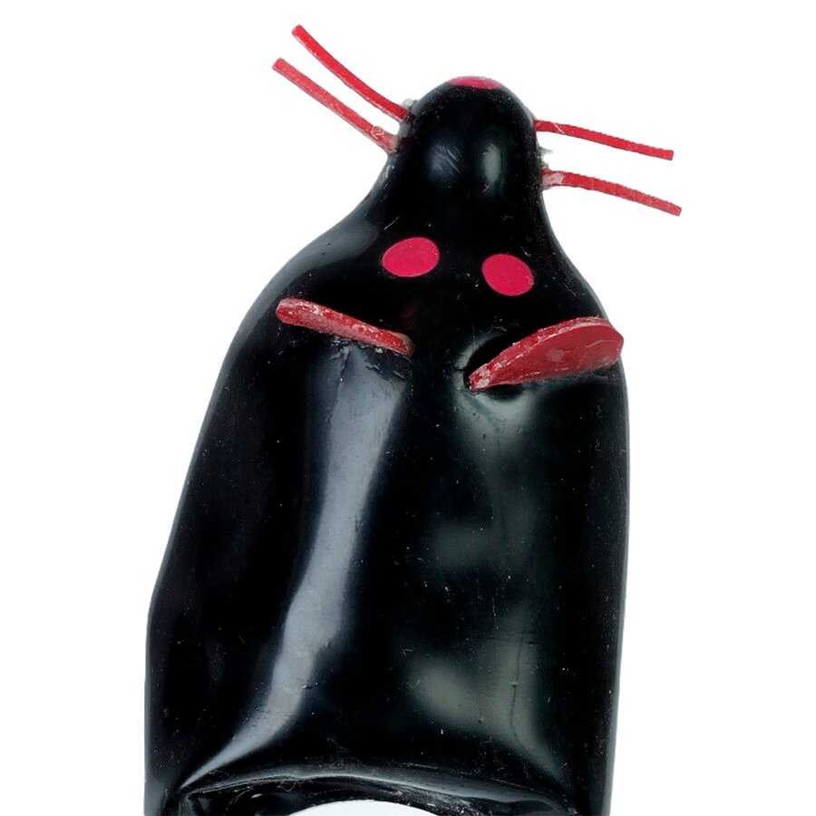 CONDOMERIE - HANDPAINTED NOVELTY CONDOMS BLACK MOUSE XL CONDOMERIE