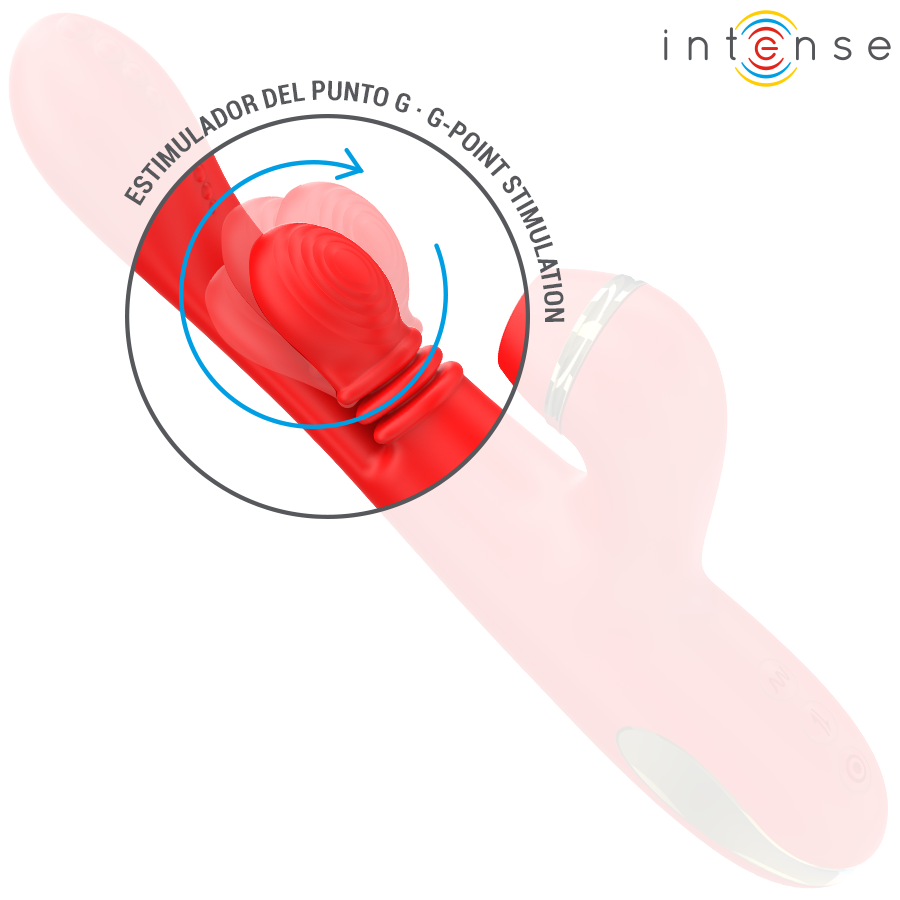 Intense - Katy Multifunction Clitoris Stimulator 4 Interchangeable Heads Red INTENSE - KATY MULTIFUNCTION CLITORIS STIMULATOR 4 INTERCHANGEABLE HEADS RED