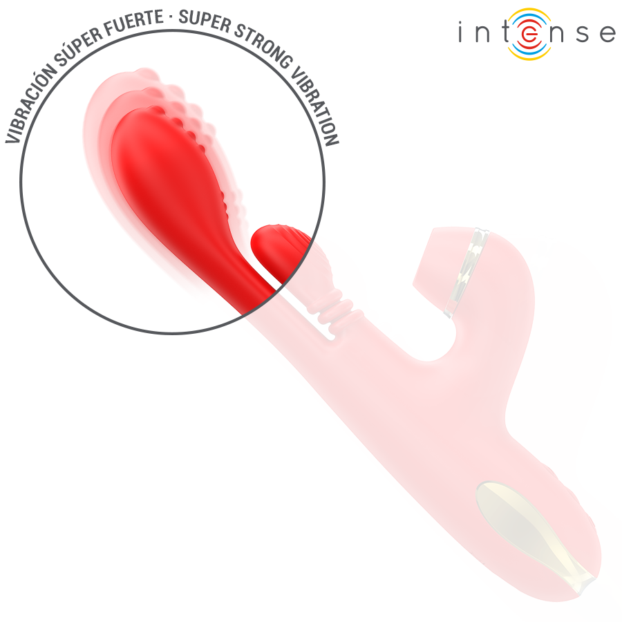 Intense - Katy Multifunction Clitoris Stimulator 4 Interchangeable Heads Red INTENSE - KATY MULTIFUNCTION CLITORIS STIMULATOR 4 INTERCHANGEABLE HEADS RED