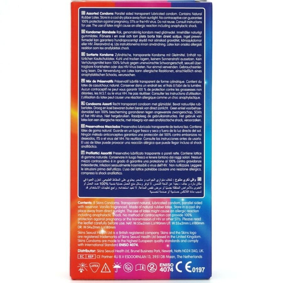 Skins - Assorted Premium Condoms Pack 8 SKINS - ASSORTED PREMIUM CONDOMS PACK 8