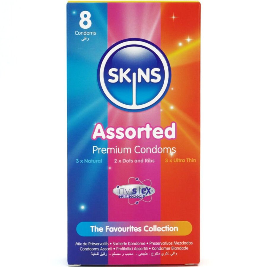 SKINS - ASSORTED PREMIUM CONDOMS PACK 8 SKINS