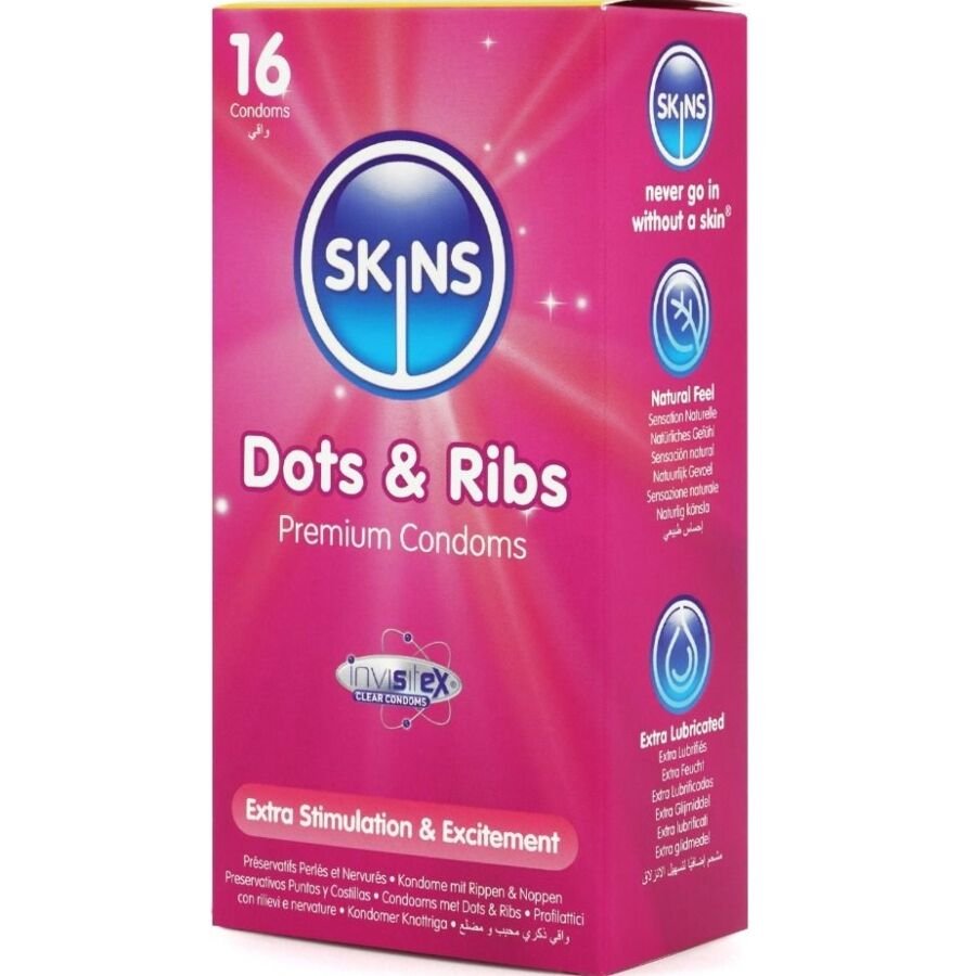 Skins - Dots & Ribs Premium Condoms Pack 16 SKINS - DOTS & RIBS PREMIUM CONDOMS PACK 16