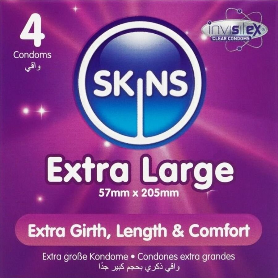 SKINS - EXTRA LARGE PREMIUM CONDOMS PACK 4 SKINS