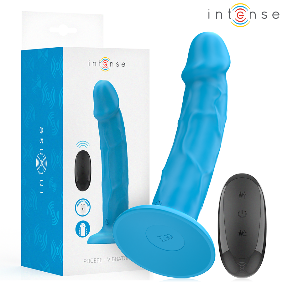 INTENSE - PHOEBE REALISTIC VIBRATOR 10 VIBRATIONS BLUE REMOTE CONTROL INTENSE FUN