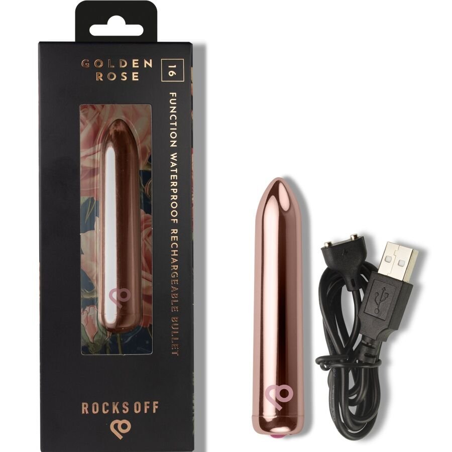 ROCKS-OFF - RECHARGEABLE VIBRATING BULLET GOLDEN ROSE