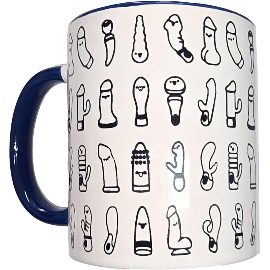 DIABLO PICANTE - WHITE VIBRATORS MUG WITH BLUE HANDLE 370 ML DIABLO PICANTE