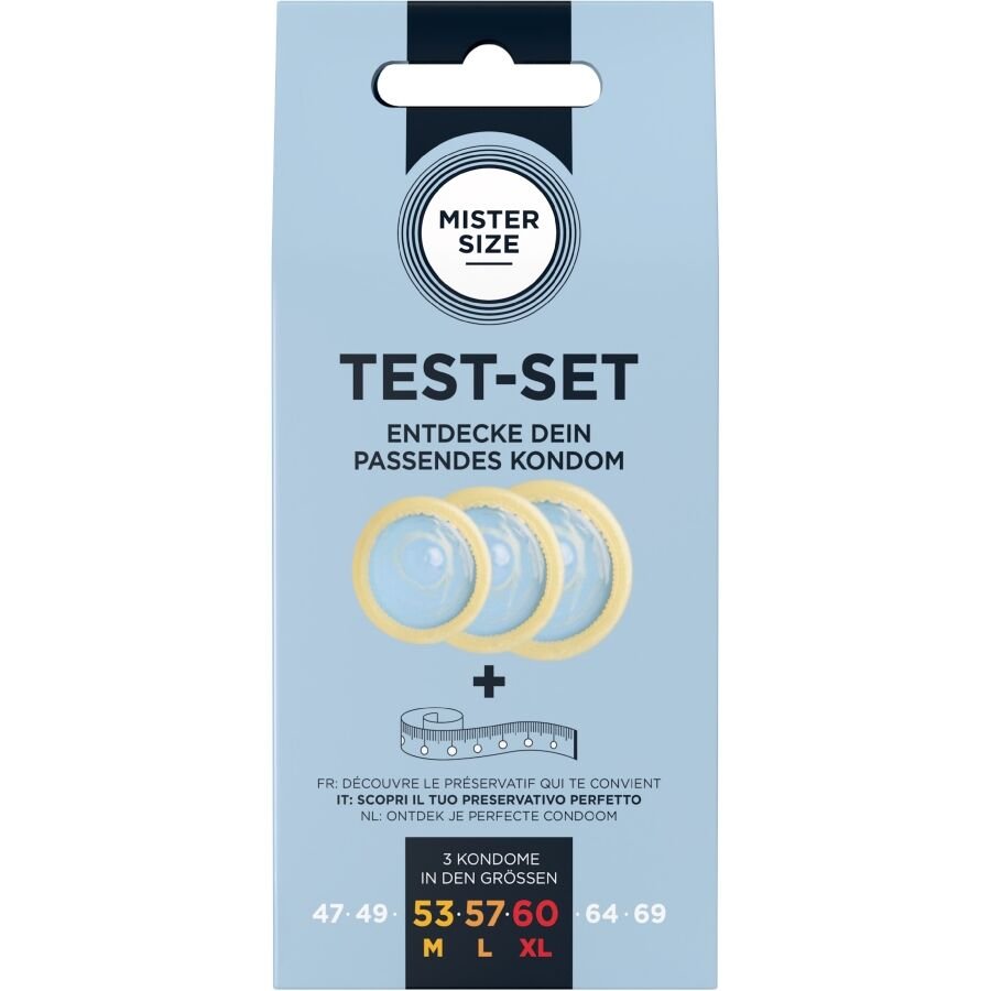 MISTER SIZE - TEST SET 3 DIFFERENT SIZED CONDOMS + MEASURING TAPE MISTER SIZE