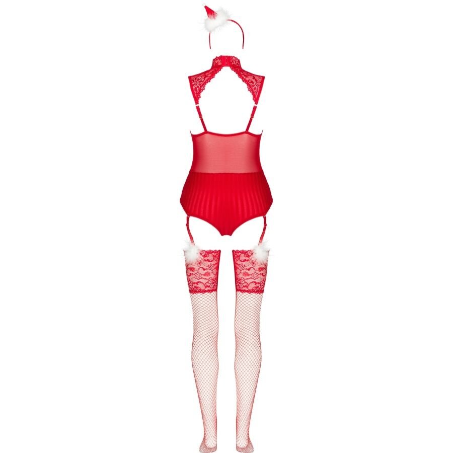 LIVCO CORSETTI FASHION - LIMPID SNOWFLAKES LC 90604 BODY + STOCKINGS + CHRISTMAS HEADBAND L/XL