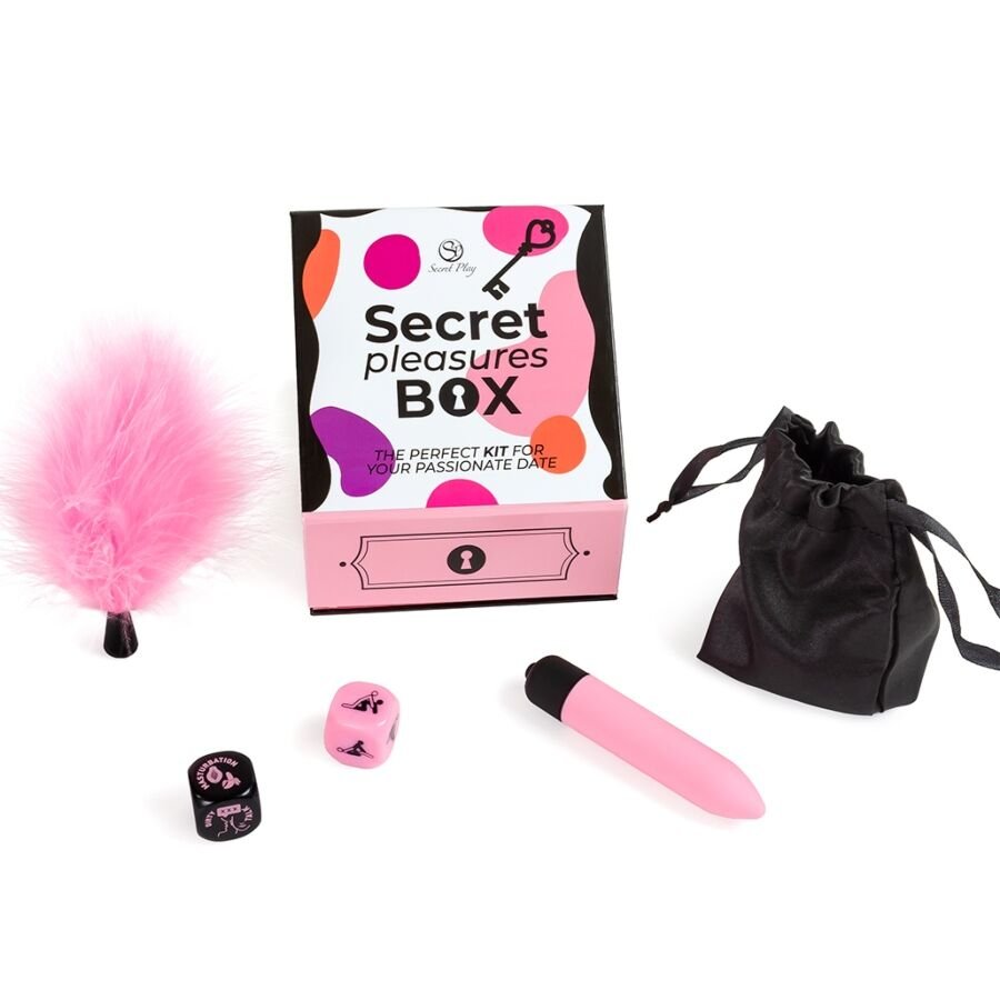 SECRET PLAY - PLEASURES BOX FOR COUPLES: DICE + VIBRATING BULLET + FEATHER PEN SECRETPLAY 100% GAMES