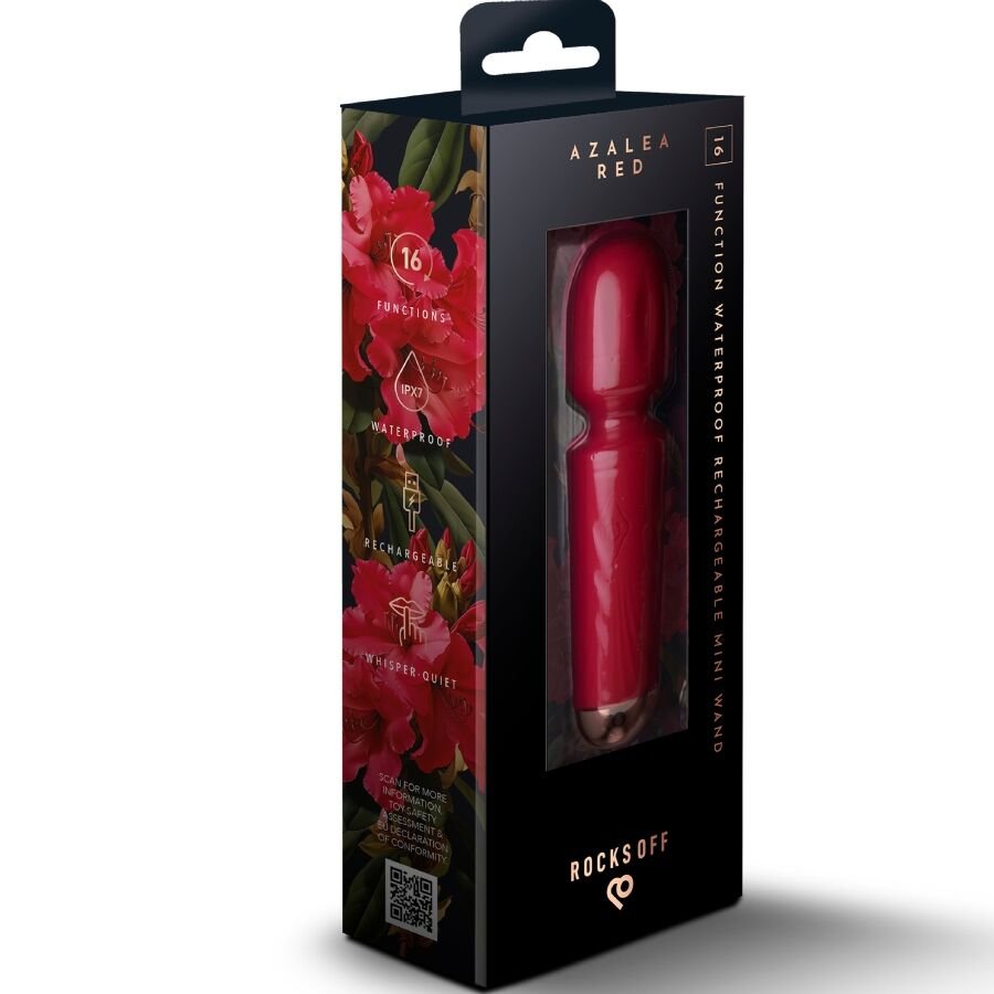ROCKS-OFF - MINI RECHARGEABLE WAND 16 FUNCTIONS AZALEA RED
