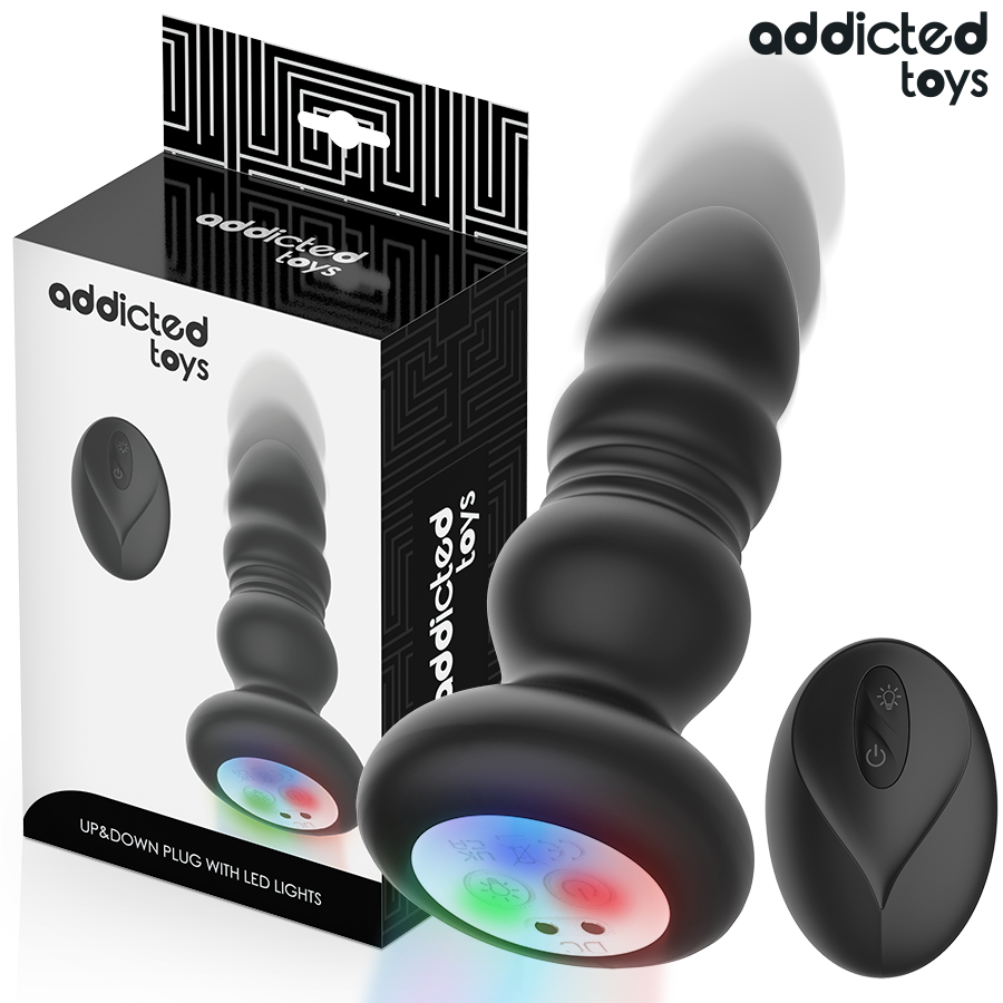 ADDICTED TOYS - ROTATING VIBRATING ANAL PLUG, LED LIGHT REMOTE CONTROL ADDICTED TOYS